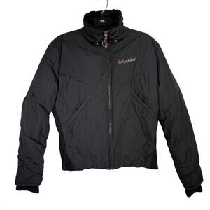 Baby Phat Black Puffer Jacket with Faux Fur Lining Small Y2K 2000s SMALL